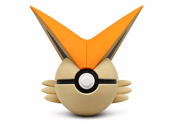 Victini Pokeball-Dekor, 3D gedrucktes Pokemon, Pokemon-Schreibtischdekor, Gaming-Regaldekor, Victini Geschenk, Standoption
