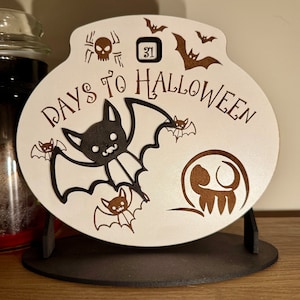 Vampire Bat Halloween Countdown Calendar - Days to Halloween Countdown Decor - Spooky Tabletop Display