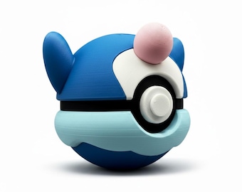 Popplio Pokeball Display, Pokemon Ball Decor, 3D gedrucktes Popplio Geschenk, Gaming Room Decor, Sammler Schreibtisch Display