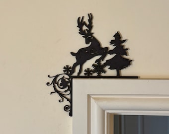 Pine Tree & Reindeer Door Topper - Handcrafted Yuletide Decor