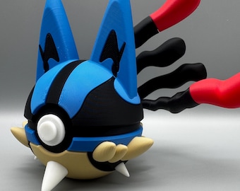 Mega Lucario Pokeball Dekor | Mega Lucario Figur | Pokemon Display Ball | 3D gedruckte Mega Evolution | Gamer Regal Dekor