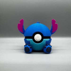3D Printed Stitch Figure Pokeball | Anime Gamer Desk Decor image 11
