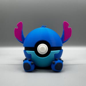 3D Printed Stitch Figure Pokeball | Anime Gamer Desk Decor image 8