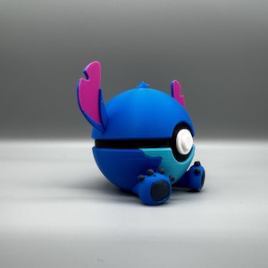 3D Printed Stitch Figure Pokeball | Anime Gamer Desk Decor image 16