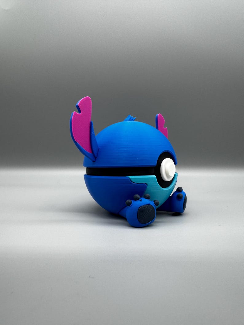 3D Printed Stitch Figure Pokeball | Anime Gamer Desk Decor image 16