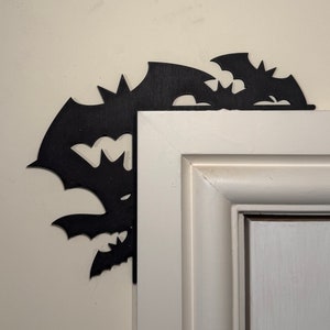 Laser-Cut Halloween Bats Door Corner Decor: Spooky MDF Topper
