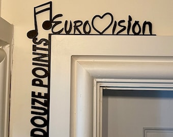 "Die Türverkleidung - ""Douze Points"" Design mit Musik & Liebe - Einzigartiges Hausparty Geschenk."