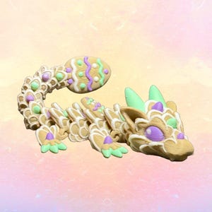 Baby Easter Cookie Dragon – Articulated Fidget Toy with Optional Egg – Easter Hunt Alternative to Chocolate