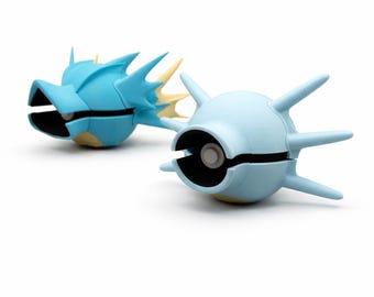 Seadra Pokeball Decor, Pokemon Display Ball, 3D Gedruckt Schreibtisch Decor, Wasser Typ Abbildung, Gamer Raum Regal Decor, Geschenk für Pokemon Fan