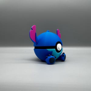 3D Printed Stitch Figure Pokeball | Anime Gamer Desk Decor image 6