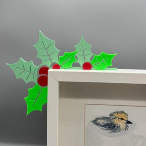 Julhörnlist 3D-printad dekoration för ramar, dörrar och ljusströmbrytare | Festlig järnekdekoration