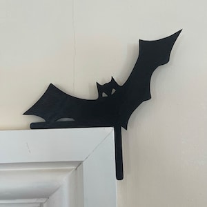 Laser-Cut Bat Halloween Door Corner: Spooky Black MDF Topper