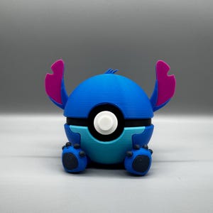 3D Printed Stitch Figure Pokeball | Anime Gamer Desk Decor image 4