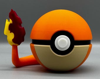 Glumanda Pokéball | Mit Sitz in Großbritannien | 3D gedrucktes Sammlerstück für Pokémon-Fans