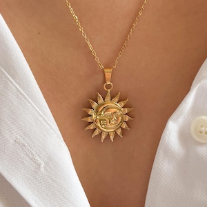 Sun Moon Necklace | Best Friend Necklace, Sun Moon Pendant Necklace, Celestial Zodiac Necklace, Sun Necklace, Moon Necklace, Gift for Her