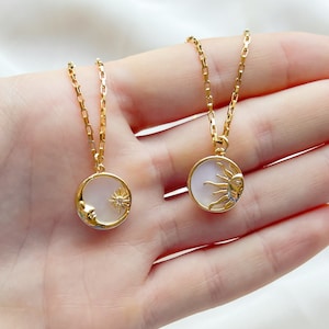 Sun and Moon Necklaces, 18K Gold Plated, Matching Necklaces, Moon Necklace, Necklace Couples, Matching Necklaces Friends, Sun Necklace