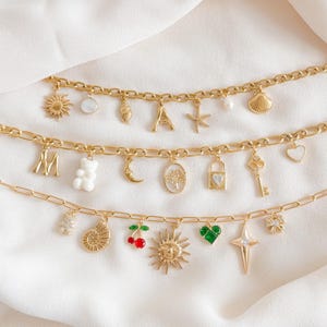 Build Your Own Custom Charm Necklace, Gold Charm Necklace, Customizable Charm Necklace, Multi Charm Necklace, Personalized Jewelry Gift