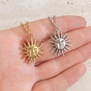 Sun Necklace, Gold Sunshine Pendant Necklace, Summer Necklace, Celestial Necklace, Pendant Necklace, Gift for Her, Waterproof