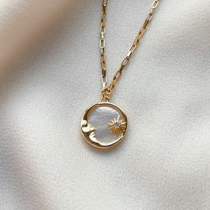 Sun and Moon Necklaces, 18K Gold Plated, Matching Necklaces, Moon Necklace, Necklace Couples, Matching Necklaces Friends, Sun Necklace