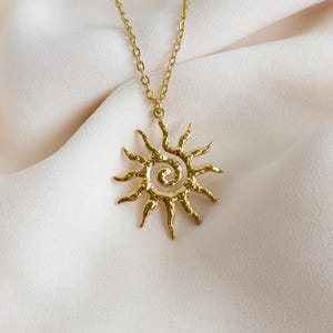 Sun Necklace, Sunshine Pendant Necklace, Sunburst Necklace, Sun Pendant Necklace, Summer Necklace, Gift for Her, Waterproof