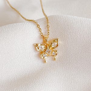 Gold Butterfly Necklace, 18k Gold Butterfly Necklace, Minimalist Butterfly Necklace, Butterfly Necklace, Gift for Her, Birthday Gift