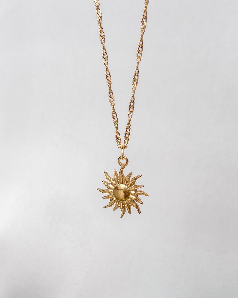 Gold Sun Necklace, Stainless Steel, Sun Pendant Necklace, Sun Necklace, Sun Pendant, Waterproof Necklace, Sun Necklaces for Women, Celestial Necklace