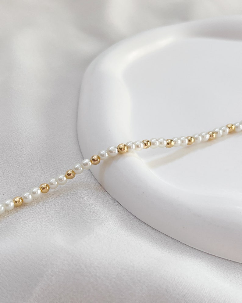 Pearl Bracelet Beaded Bracelet, Handmade Jewelry, Dainty Pearl Bead Bracelet, Gift for Her, Birthday Gift image 1
