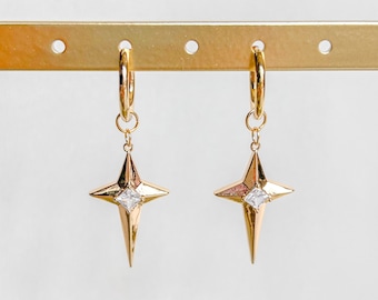 Boucles d'Oreilles Long Star | Acier Inoxydable, Bijoux Faits Main, Bijoux Femmes, Boucles d'Oreilles Étoile, Céleste, Bijoux Étoiles