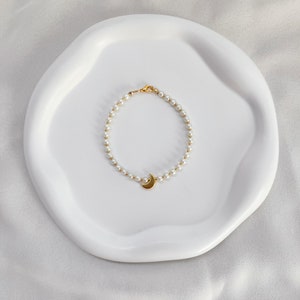Bracelet de perles de lune Acier inoxydable, bracelet lune, bracelet d'été, bracelet de perles, bracelet croissant de lune, bijoux célestes image 2