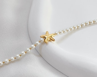 Starfish Pearl Bracelet | Stainless Steel, Starfish Bracelet, Summer Bracelet, Pearl Bracelet, Beach Vacation Jewelry, Ocean Charm Bracelet