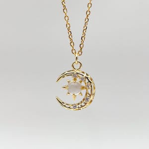 Moon Necklace | Gold Moon Necklace, Star Moon Necklace, Moon Phase Necklace, Crescent Moon Necklace, Celestial Zodiac Necklace
