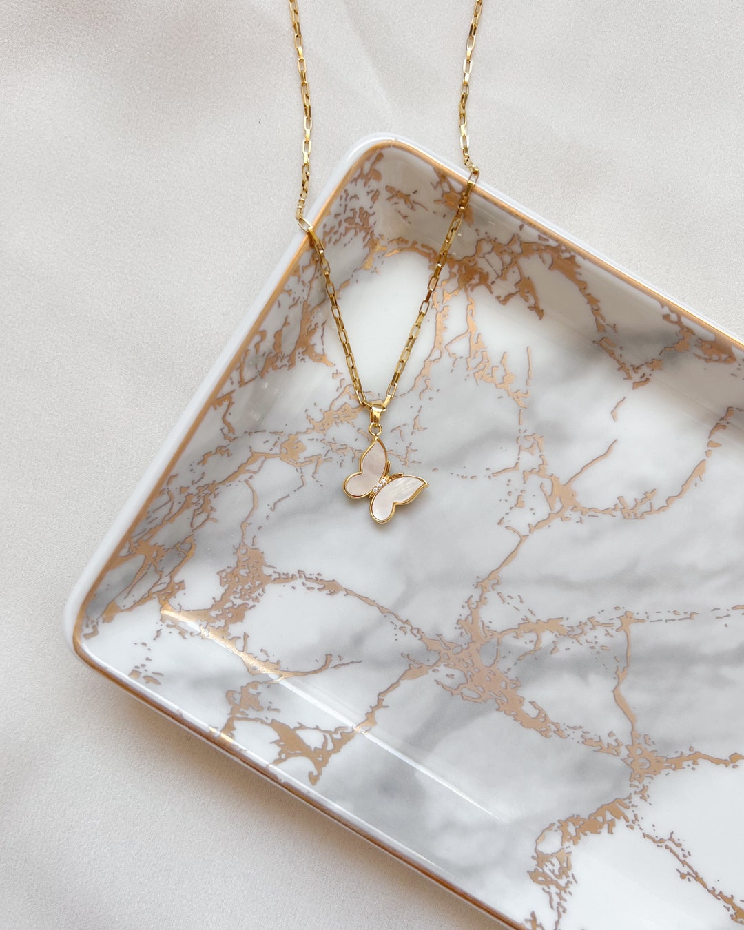 Butterfly Necklace Seashell Butterfly Necklace, 18K Gold Plated, Mother