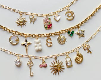 Custom Charm Necklace, Pick Your Charms, Make Your Necklace, Multi Charm Necklace, Gold Charm Necklace, Custom Jewelry, Diy Charm Necklace