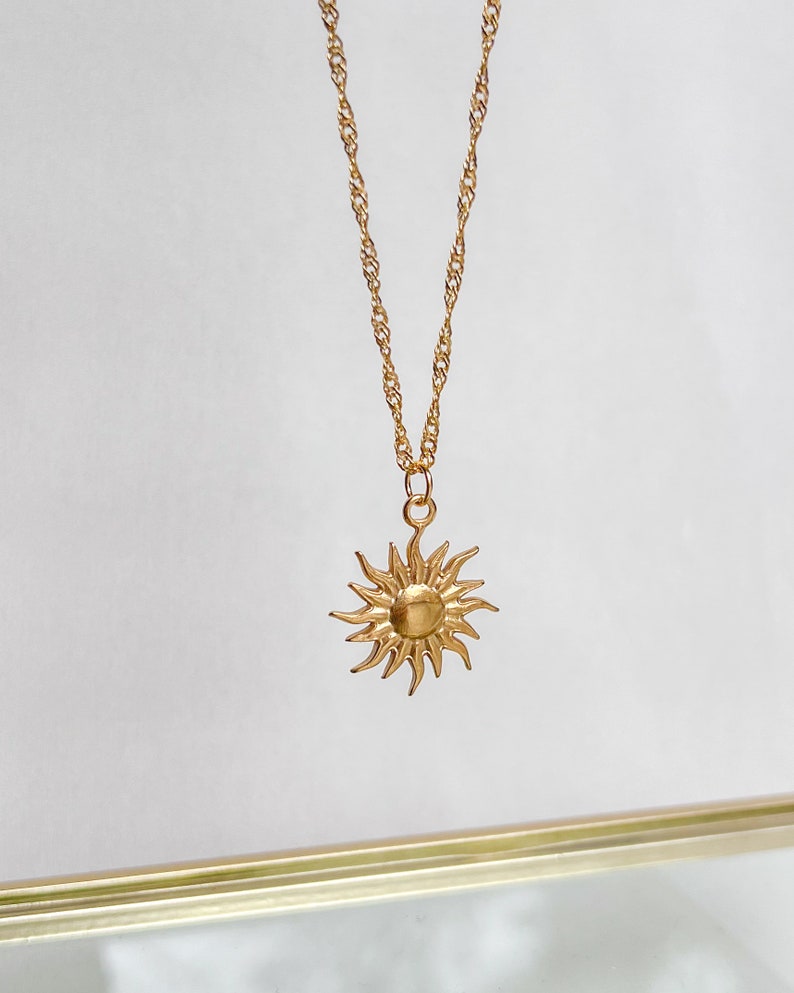 Gold Sun Necklace, Stainless Steel, Sun Pendant Necklace, Sun Necklace, Sun Pendant, Waterproof Necklace, Sun Necklaces for Women, Celestial Necklace