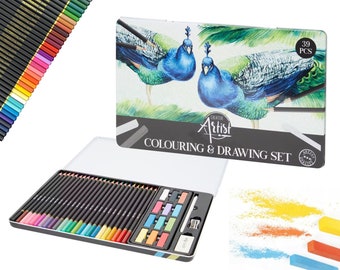 Ensemble de 39 crayons de couleur et pastel - Qualité artiste | Crayons de couleur | Couleurs pastel | Crayons de couleur professionnels pour enfants et adultes