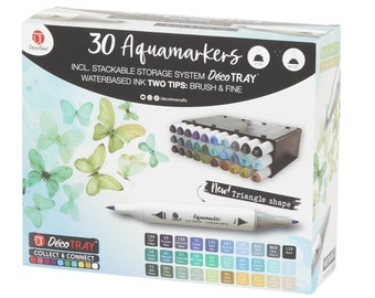 NEW! 30 Aquamarkers Set Watercolor Markers | Coloring Markers | Calligraphy Markers | Brush Tip Markers | Professional Painting Markers