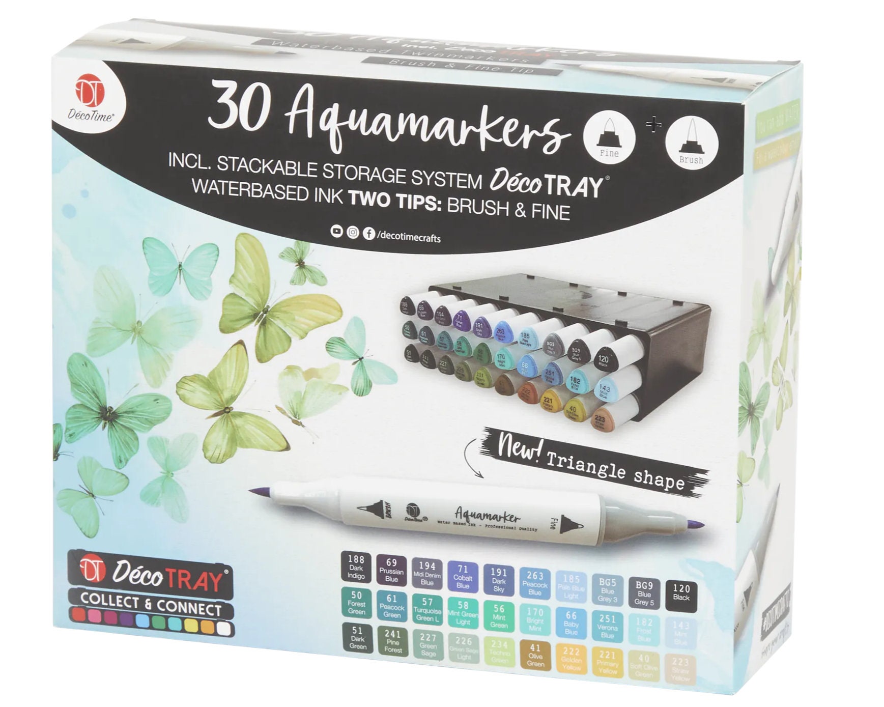 Colors: 00-99 1x Aquamarker Water Based Ink fine & Brush Décotime 