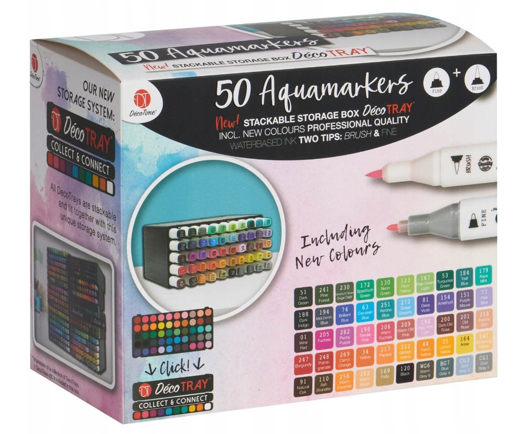 10 AquaMarkers Dual Tip | Watercolour Markers | Coloring Markers |  Calligraphy Markers | Brush Tip Markers | Professional Painting Markers