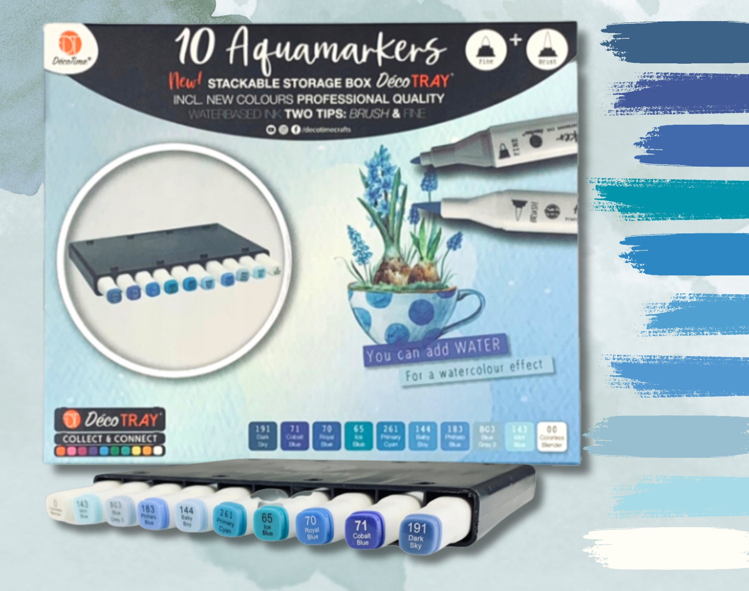 10 AquaMarkers Dual Tip | Watercolour Markers | Coloring Markers |  Calligraphy Markers | Brush Tip Markers | Professional Painting Markers