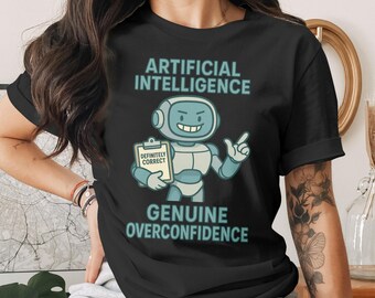 Artificial Intelligence Robot T-Shirt Sweatshirt Hoodie: Overconfident AI, Funny
