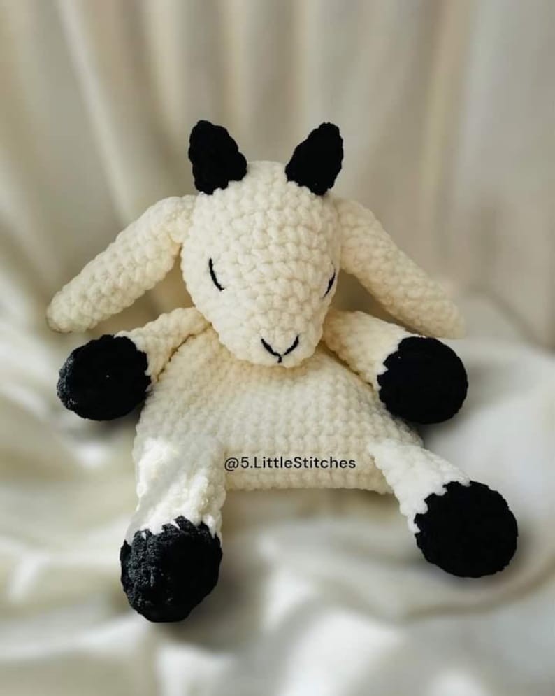 Gilbert the Sleepy Goat lovey crochet pattern US and Norwegian terms Snuggler PDF Only image 6