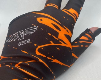 MENS Orange Drizzle Billiards Glove - Left / Right Hand Options