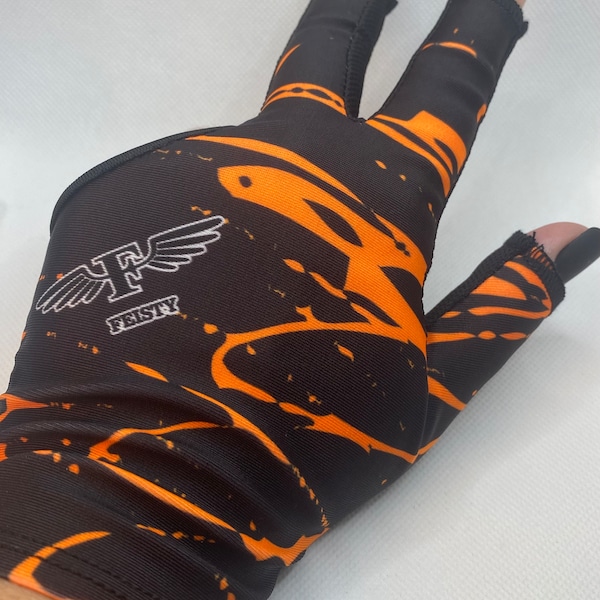 MENS Orange Drizzle Billiards Glove - Left / Right Hand Options