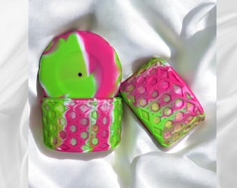 White, Pink & Green Swirl | Waffle | Silicone Tumbler Boot