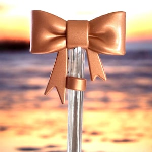 3D Bronze Magnolia Metallic Bow | Straw Topper 10mm