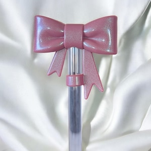 Antique Pink Shimmer | 3D BOW | Straw Topper 10mm
