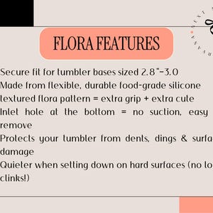 a piece of paper with the words flora features