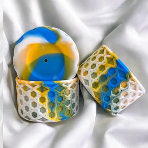 Blue, Yellow & White | Waffle | Silicone Tumbler Boot