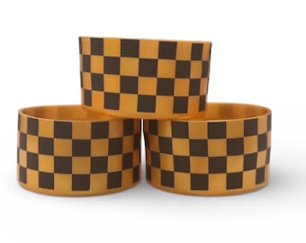 Chocolate & Gold Checks | Silicone Tumbler Boot