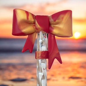 Scarlet Gold Bow | Straw Topper 10mm